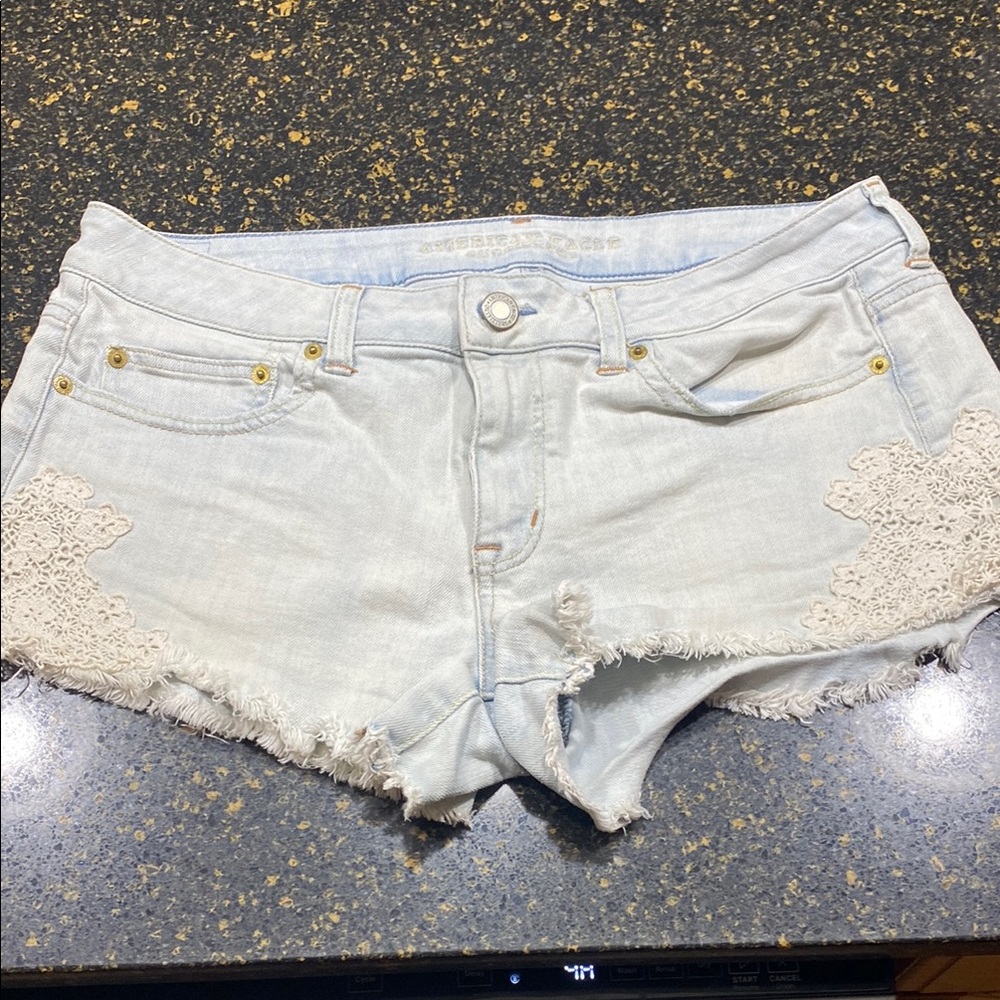 American Eagle Outfitters Blue Jean Shorts Distressed Cut-Off